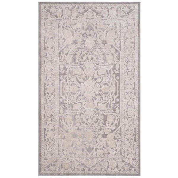 Safavieh 3 x 5 ft. Reflection Power Loomed Rug, Small Rectangle - Light Grey and Cream RFT665C-3 - main